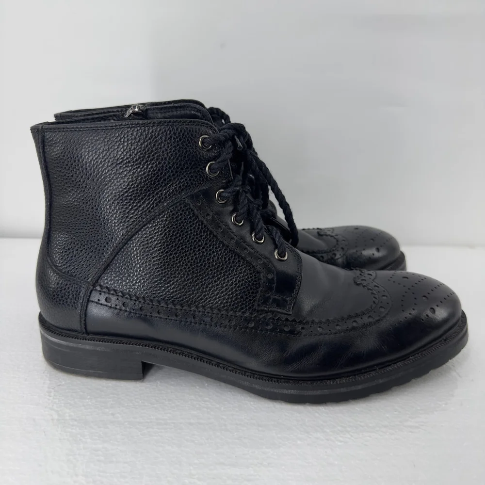 MENS 10 Vintage Foundry Co. DIGIORNO BOOTS Black Leather Brogue PUNK VICTORIAN